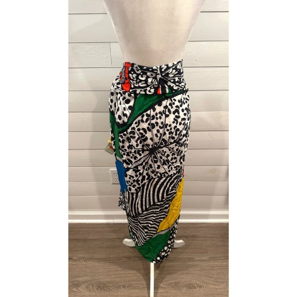 FARM RIO Patchwork Leaves Sarong In Patchwork Floral Resortwear Beach - Picture 2 of 6